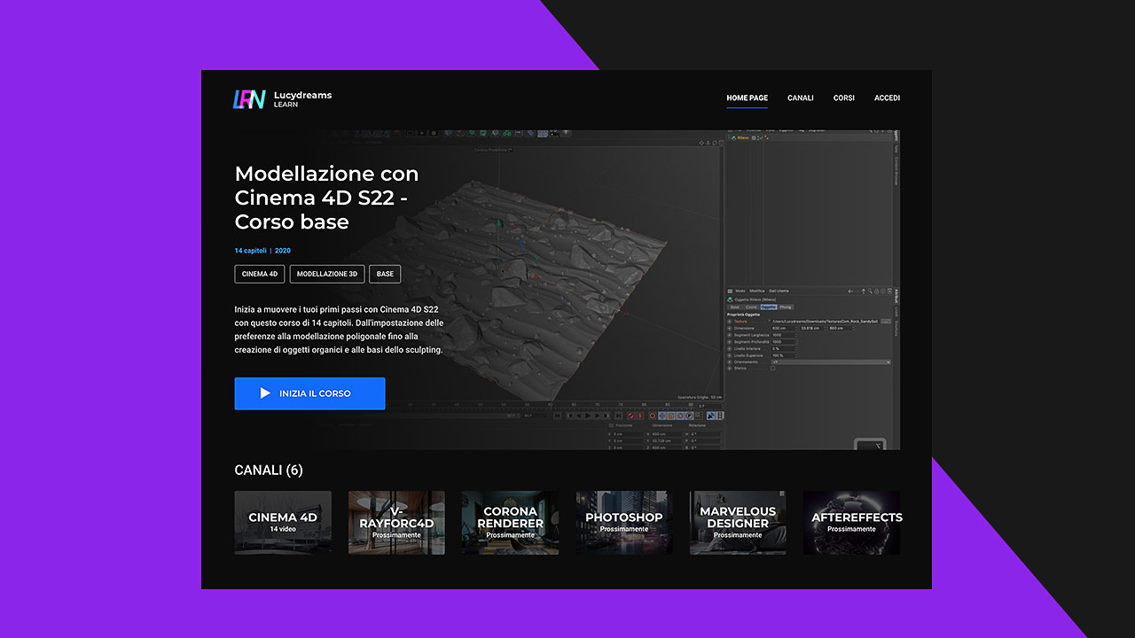 video corso base di Cinema 4D