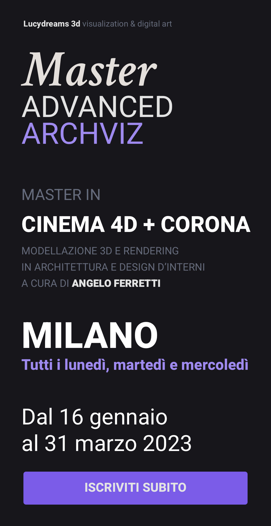 Master in Cinema 4D e Corona a Milano