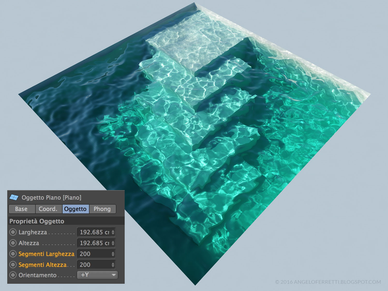 acqua e caustiche con Cinema 4D e Vray