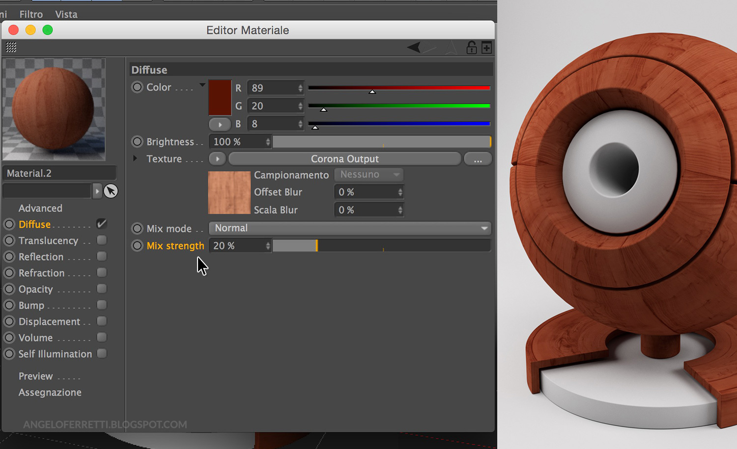 Tutorial materiali Corona Renderer per Cinema 4D