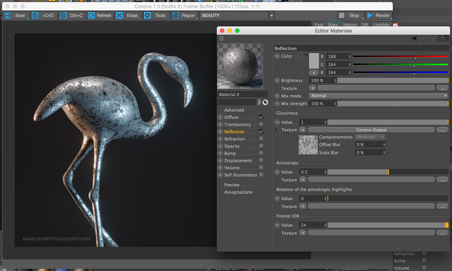 Tutorial materiali Corona Renderer per Cinema 4D