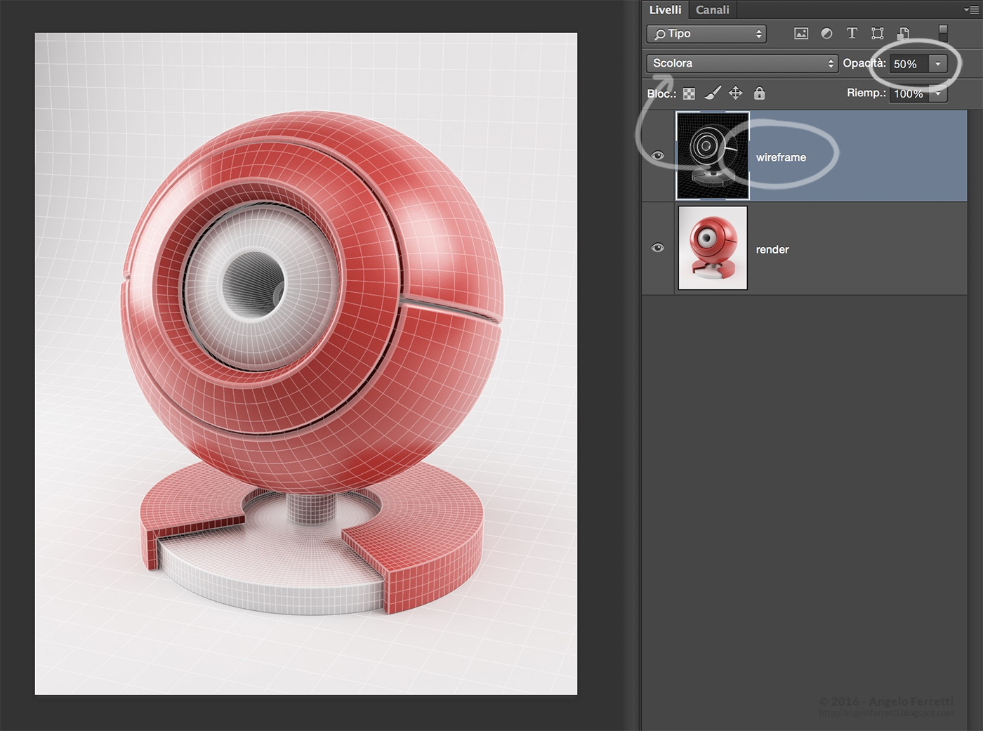 tutorial wireframe con Cinema 4D e Vray